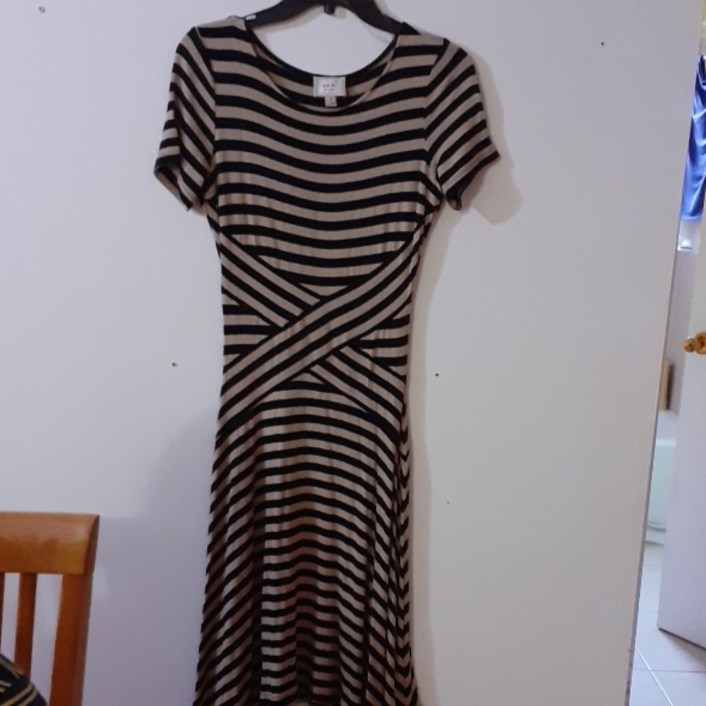Black striped dress with cream.